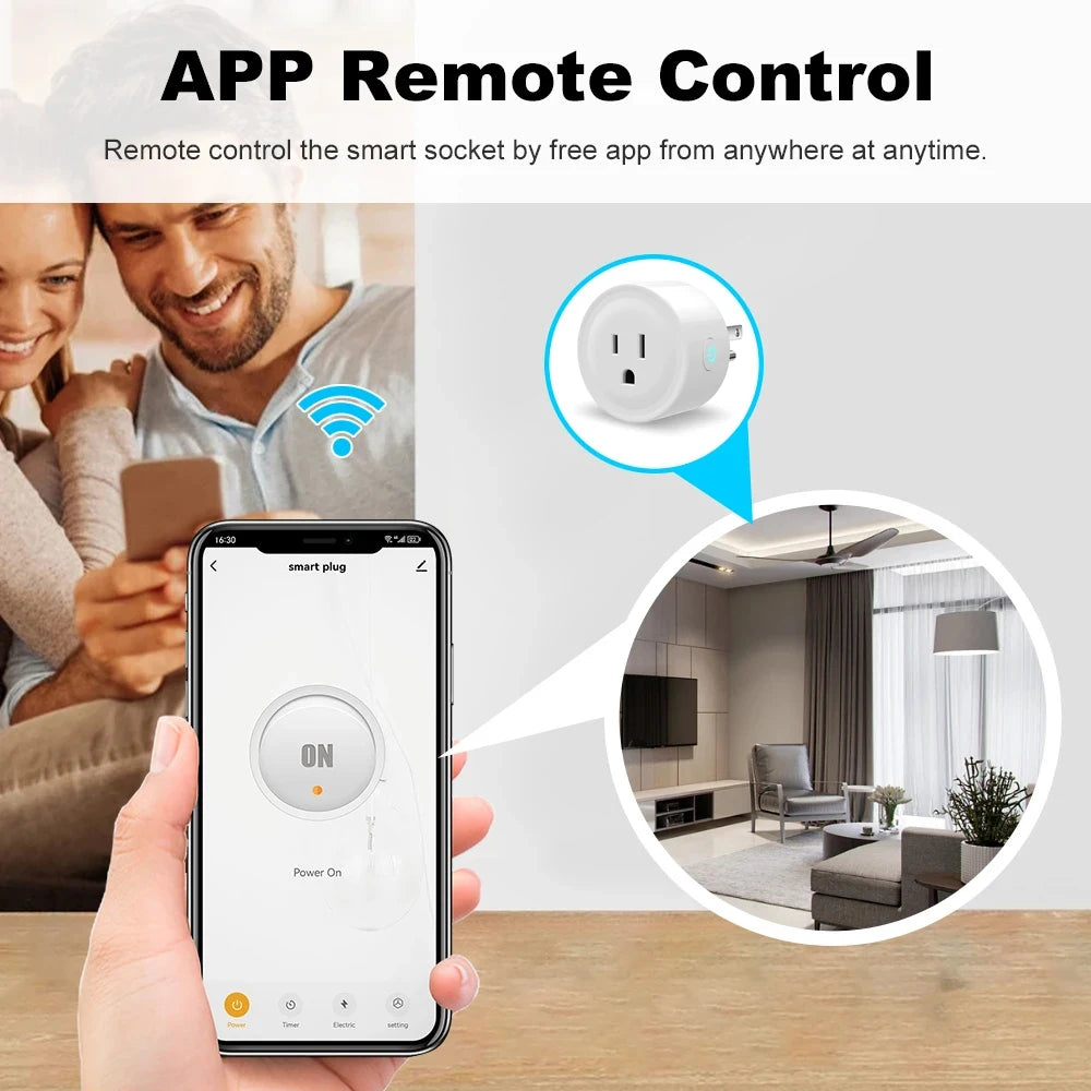 Smart Plug WiFi 20A with Power Monitoring Timing Voice Control Support Alexa Google Home