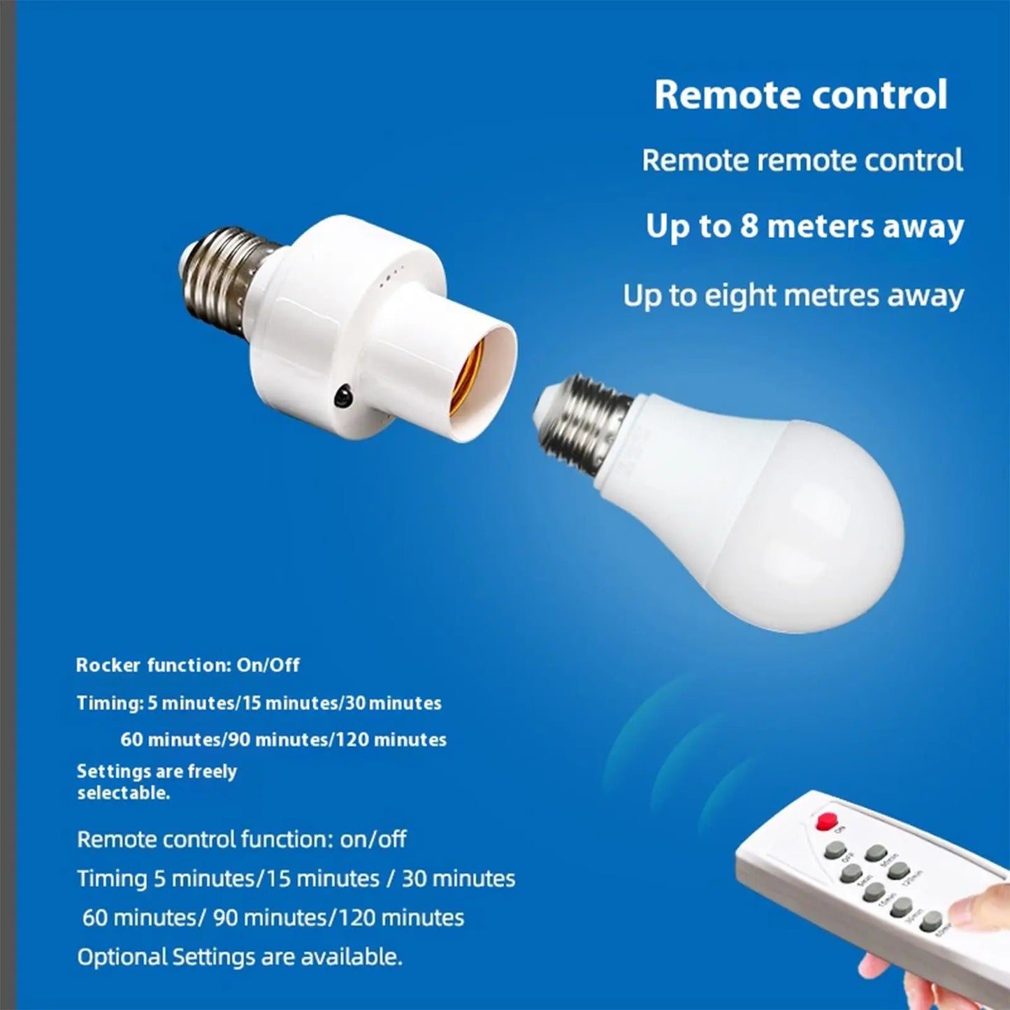 Smart LED Lampholder E27 AC85-265V with Remote, Timer, Color Changing, Universal Socket, Easy Install