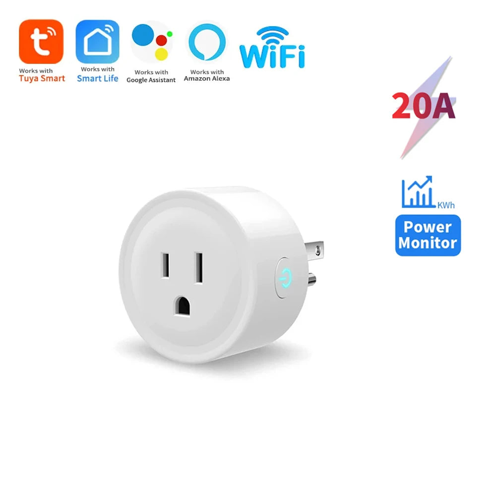 Smart Plug WiFi 20A with Power Monitoring Timing Voice Control Support Alexa Google Home