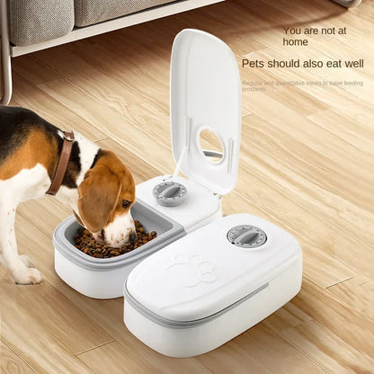 Smart Pet Feeder with Timer Automatic Food Dispenser for Cats Dogs Dual dish Separation. Puppy/Kitten Feeding