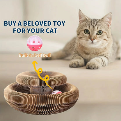 Ultimate indoor interactive mental and physical exercise cat toy, cardboard cat scratcher foldable magic organ cat scratcher