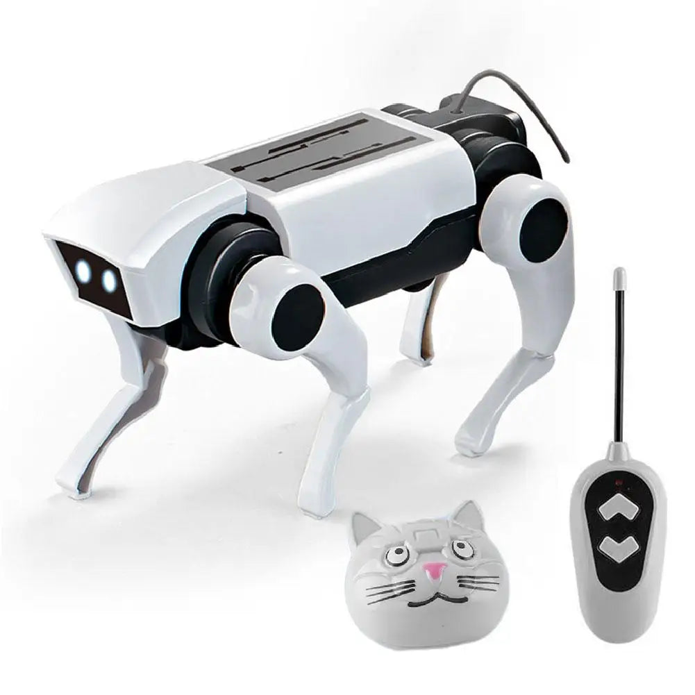 2 In 1 DIY Remote Control Robot Toy Assembling Mechanical Dog or Cat Animals Educational Toys Smart Robot Toy Gift for Children