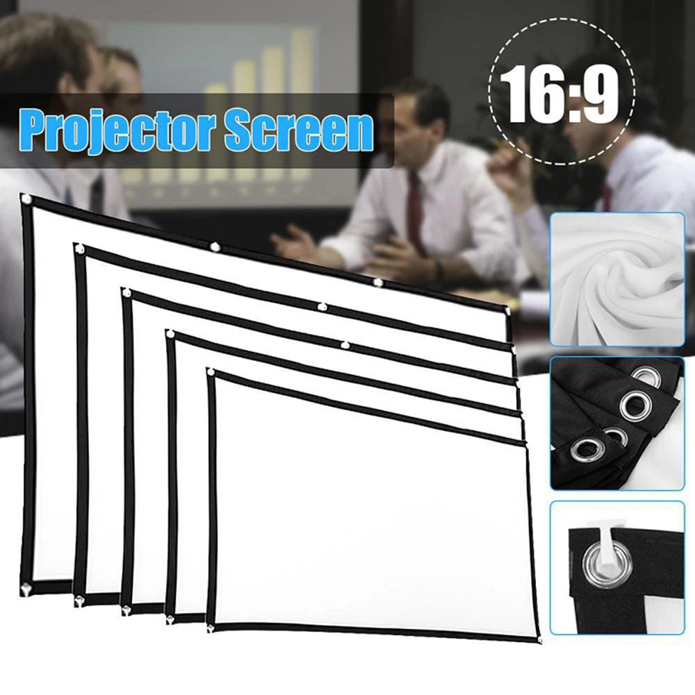 150 inch Foldable 16:9 Projector Screen Portable High Density White No Creases Soft Home Movie Theater HD Projection Screen