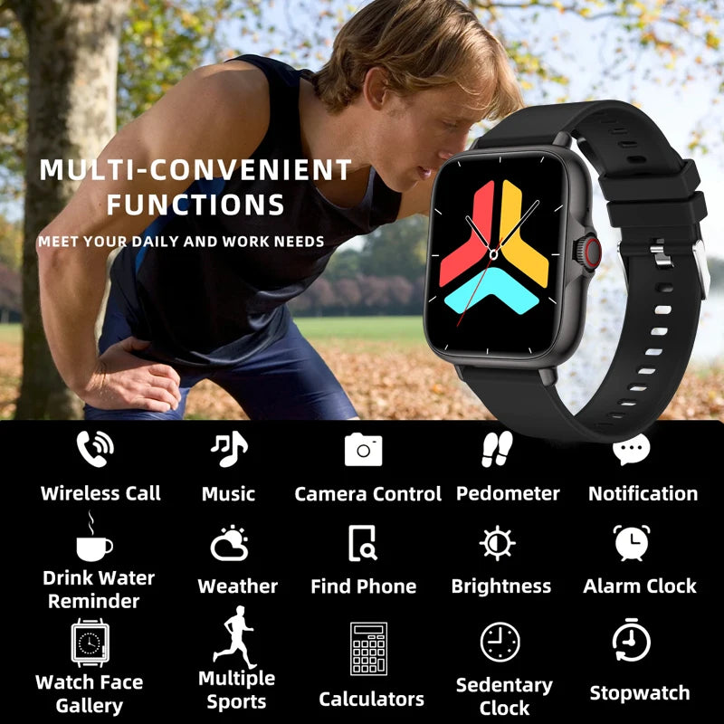 Touch Screen Unisex Smart Watch with Wireless Call Function - Android & IOS Compatible, find my phone! Fitness ready!