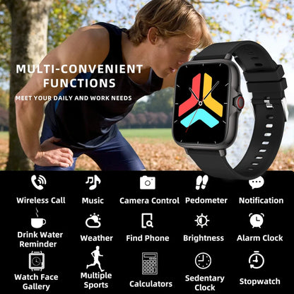 Touch Screen Unisex Smart Watch with Wireless Call Function - Android & IOS Compatible, find my phone! Fitness ready!