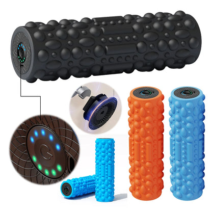 Electric Vibrating Foam Roller Massage Column Rechargeable Exercise Roller 5 Mode Muscle Tissue Massager Roller for Yoga Pilates