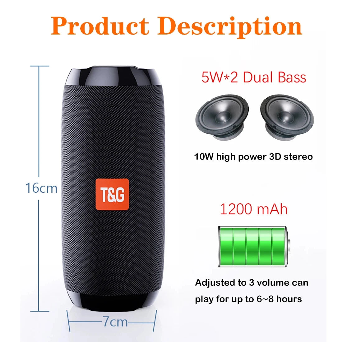 Portable Wireless Bluetooth Speaker, high Bass System.