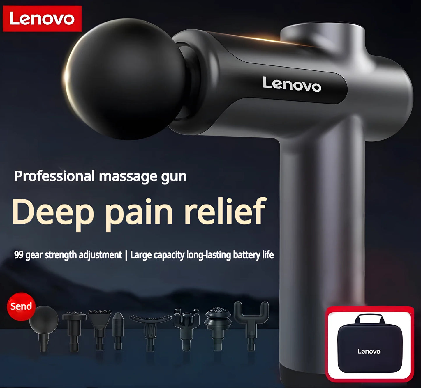Lenovo Brand Muscle Massager 6-8Massage Head Long Lasting Battery Life LED Touch