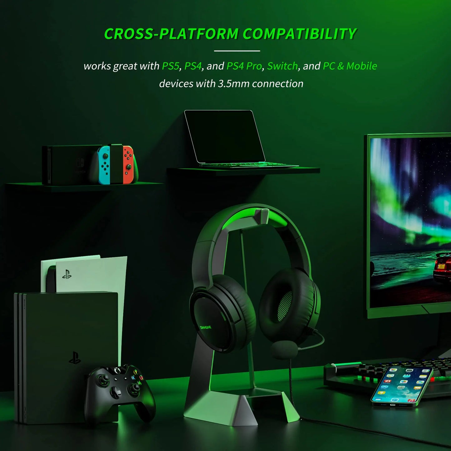 Gaming Headset with Mic for Xbox Series X|S Xbox One PS4 PS5 PC Switch, Wired Audio Gamer Headphones with Microphone