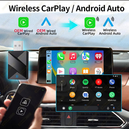 2In1 Wireless Carplay&Android Auto AI Box Wired To Wireless Carpay Mini Adapter Bluetooth For Car with OEM Wired Carplay Box
